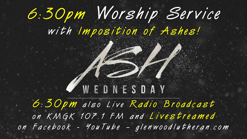 Join Us Ash Wednesday at 6:30pm